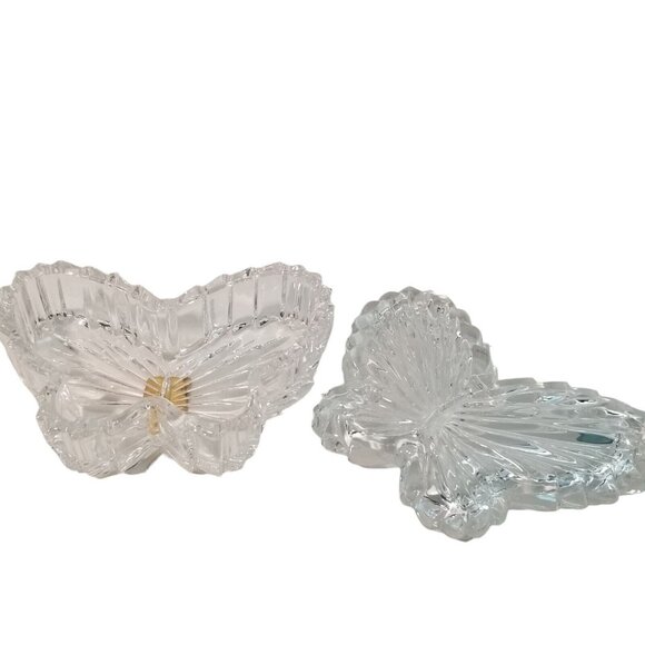 Crystal Butterfly Trinket Box Dish Nachtmann 24% Lead Bleikristall Germany VTG - Picture 5 of 12